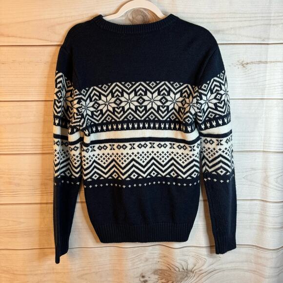 H2H Navy Blue Slim Fit Knitted Ugly Christmas Sweater Size Small - Picture 3 of 6